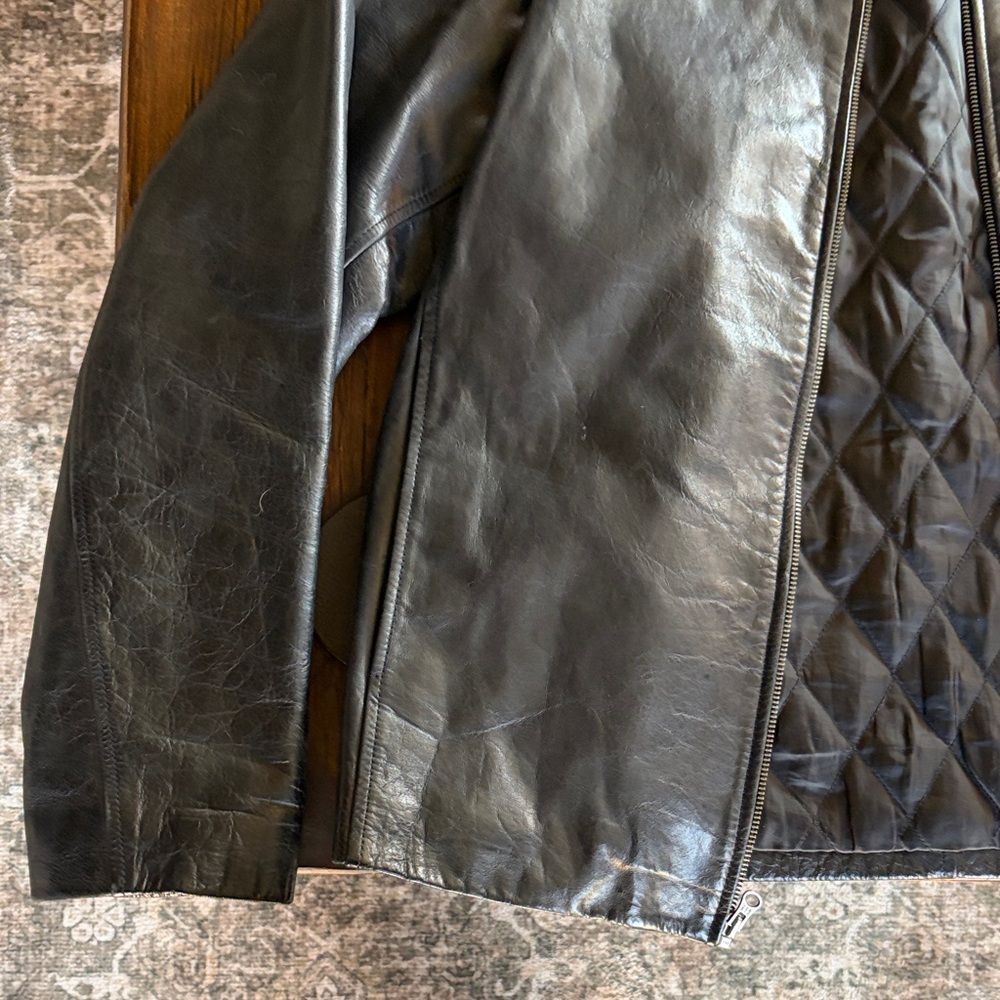 GAP Men's Black Leather Jacket - Picture 5 of 6